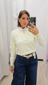 Pull Fiocco di Perle Panna